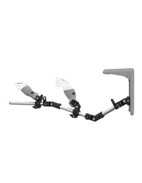 Left view of MagTube vr gunstock for Meta Quest 3 with Chrome Armature with Grey MK2 Buttstock and Grey PLA cups