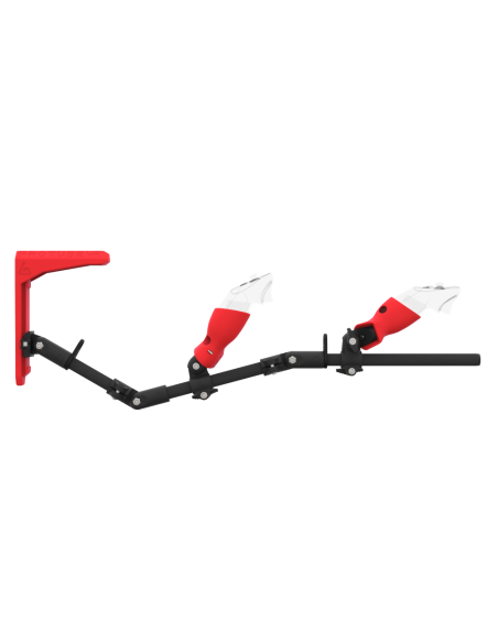 Side view of MagTube vr gunstock for Meta Quest 3 with Carbon Armature with Red MK2 Buttstock and Red PLA cups