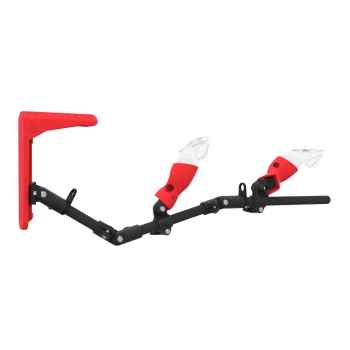 Right view of MagTube vr gunstock for Meta Quest 3 with Carbon Armature with Red MK2 Buttstock and Red PLA cups