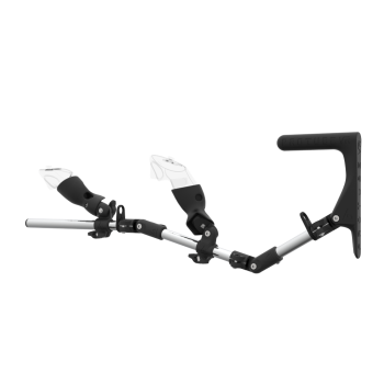 Left view of MagTube vr gunstock for Meta Quest 3 with Chrome Armature with Carbon MK1 Buttstock and Carbon cups