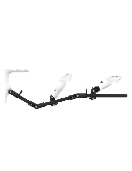 Side view of MagTube vr gunstock for Meta Quest 3 with Carbon Armature with White MK1 Buttstock and White PLA cups