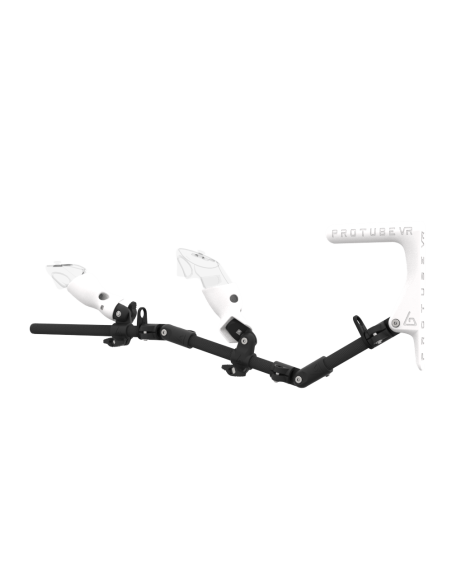 Left view of MagTube vr gunstock for Meta Quest 3 with Carbon Armature with White MK1 Buttstock and White PLA cups