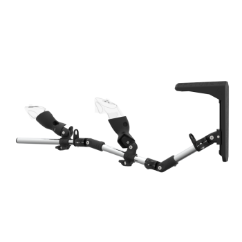 Left view of MagTube vr gunstock for Meta Quest 3 with Chrome Armature with Carbon MK2 Buttstock and Carbon cups