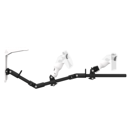 Side view of MagTube vr gunstock for Rift CV1 with Carbon Armature with White MK2 Buttstock and White PLA cups