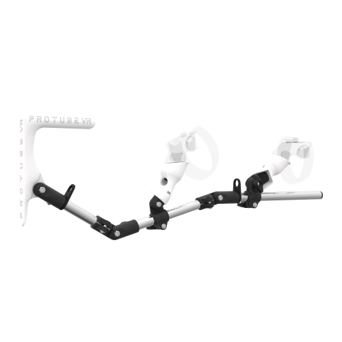 Right view of MagTube vr gunstock for Rift CV1 with Chrome Armature with White MK1 Buttstock and White PLA cups