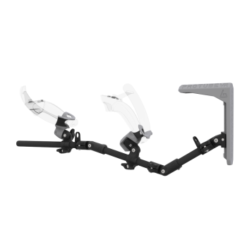 Left view of MagTube vr gunstock for Valve Index with Carbon Armature with Grey MK2 Buttstock and Grey PLA cups