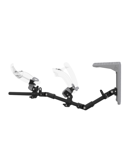 Left view of MagTube vr gunstock for Valve Index with Carbon Armature with Grey MK2 Buttstock and Grey PLA cups