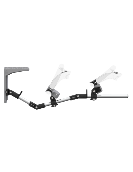 Side view of MagTube vr gunstock for Valve Index with Chrome Armature with Grey MK2 Buttstock and Grey PLA cups