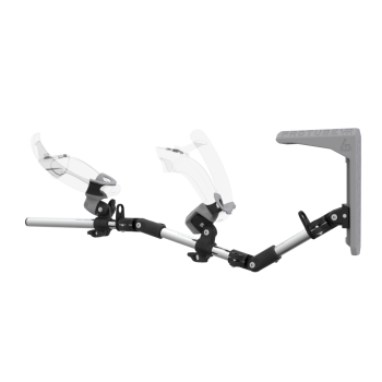 Left view of MagTube vr gunstock for Valve Index with Chrome Armature with Grey MK2 Buttstock and Grey PLA cups