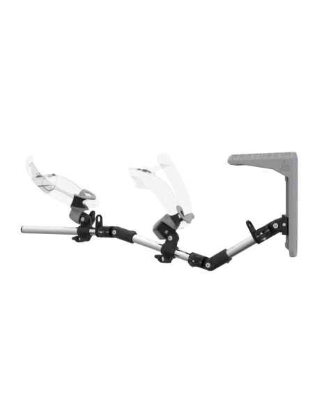 Left view of MagTube vr gunstock for Valve Index with Chrome Armature with Grey MK2 Buttstock and Grey PLA cups