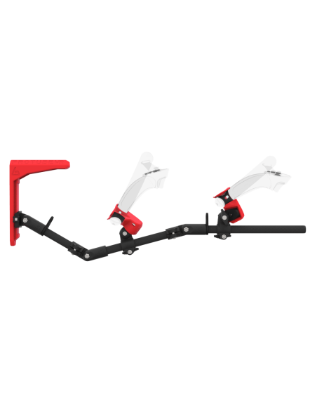 Side view of MagTube vr gunstock for Valve Index with Carbon Armature with Red MK2 Buttstock and Red PLA cups