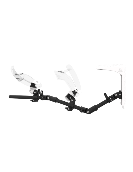 Left view of MagTube vr gunstock for Valve Index with Carbon Armature with White MK2 Buttstock and White PLA cups