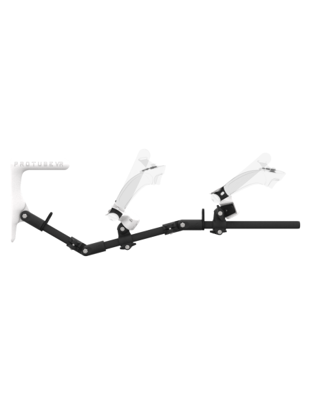 Side view of MagTube vr gunstock for Valve Index with Carbon Armature with White MK1 Buttstock and White PLA cups