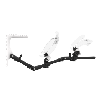 Right view of MagTube vr gunstock for Valve Index with Carbon Armature with White MK1 Buttstock and White PLA cups