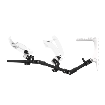 Left view of MagTube vr gunstock for Valve Index with Carbon Armature with White MK1 Buttstock and White PLA cups Left view of MagTube vr gunstock for Valve Index with Carbon Armature with White MK1 Buttstock and White PLA cups