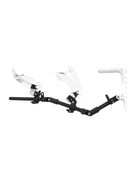 Left view of MagTube vr gunstock for Valve Index with Carbon Armature with White MK1 Buttstock and White PLA cups