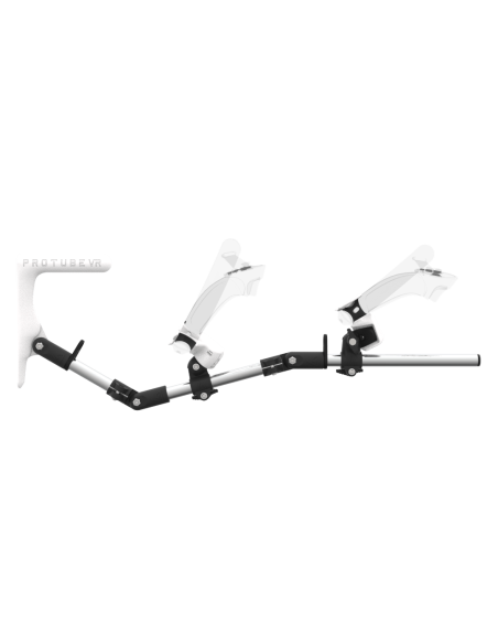 Side view of MagTube vr gunstock for Valve Index with Chrome Armature with White MK1 Buttstock and White PLA cups