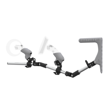 Left view of MagTube vr gunstock for WMR with Chrome Armature with Grey MK1 Buttstock and Grey PLA cups