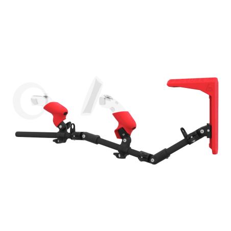 Left view of MagTube vr gunstock for WMR with Carbon Armature with Red MK2 Buttstock and Red PLA cups