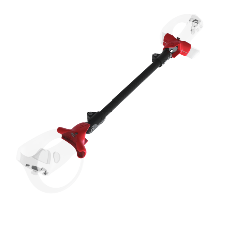 Left view of ProSaber lightsaber and paddle for Sony Playstation VR2 with Black Carbon Armature and Red PLA cups