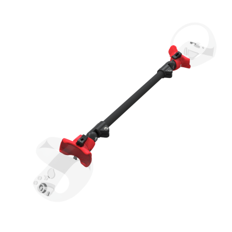 Right view of ProSaber lightsaber and paddle for Sony Playstation VR2 with Black Carbon Armature and Red PLA cups