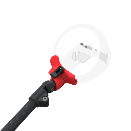 Zoom view of ProSaber lightsaber and paddle for Sony Playstation VR2 with Black Carbon Armature and Red PLA cups