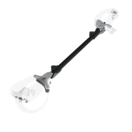 Left view of ProSaber lightsaber and paddle for Sony Playstation VR2 with Black Carbon Armature and White PLA cups