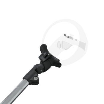 Zoom view of ProSaber lightsaber and paddle for Sony Playstation VR2 with Chrome Armature and Black Carbon cups