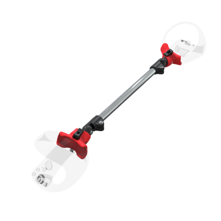 Right view of ProSaber lightsaber and paddle for Sony Playstation VR2 with Chrome Armature and Red PLA cups