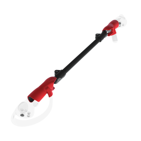 Left view of ProSaber lightsaber and paddle for Pico 4 with Black Carbon Armature and Red PLA cups