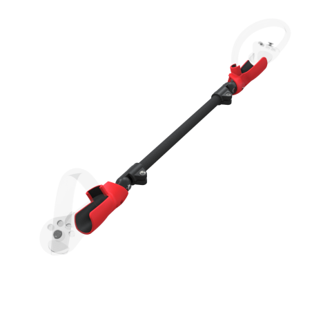 Right view of ProSaber lightsaber and paddle for Pico 4 with Black Carbon Armature and Red PLA cups