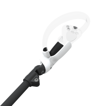 Zoom view of ProSaber lightsaber and paddle for Pico 4 with Black Carbon Armature and White PLA cups
