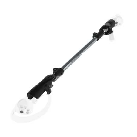 Left view of ProSaber lightsaber and paddle for Pico 4 with Chrome Armature and Black Carbon cups