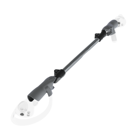 Left view of ProSaber lightsaber and paddle for Pico 4 with Chrome Armature and Grey PLA cups