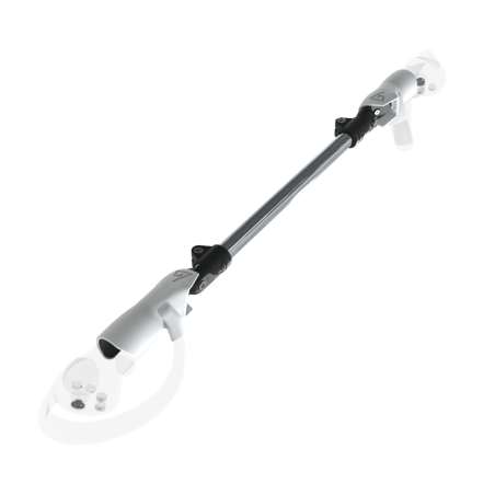 Left view of ProSaber lightsaber and paddle for Pico 4 with Chrome Armature and White PLA cups