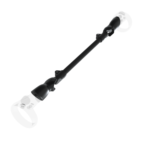 Left view of ProSaber lightsaber and paddle for Meta Quest 1 and Rift S with Black Carbon Armature and Black Carbon cups