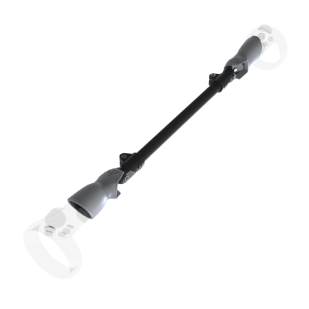 Left view of ProSaber lightsaber and paddle for Meta Quest 1 and Rift S with Black Carbon Armature and Grey PLA cups