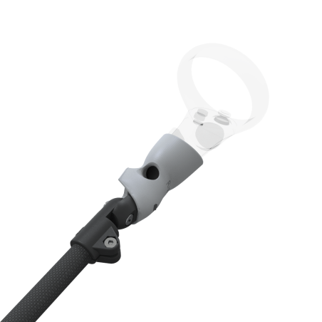 Zoom view of ProSaber lightsaber and paddle for Meta Quest 1 and Rift S with Black Carbon Armature and Grey PLA cups