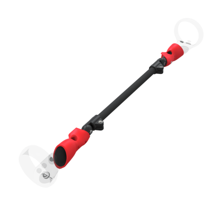 Right view of ProSaber lightsaber and paddle for Meta Quest 1 and Rift S with Black Carbon Armature and Red PLA cups