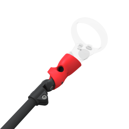 Zoom view of ProSaber lightsaber and paddle for Meta Quest 1 and Rift S with Black Carbon Armature and Red PLA cups