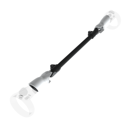 Left view of ProSaber lightsaber and paddle for Meta Quest 1 and Rift S with Black Carbon Armature and White PLA cups