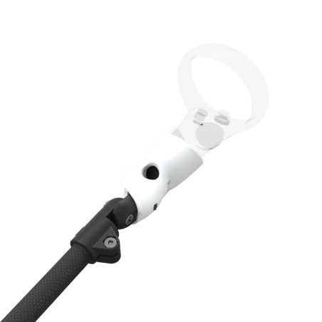 Zoom view of ProSaber lightsaber and paddle for Meta Quest 1 and Rift S with Black Carbon Armature and White PLA cups