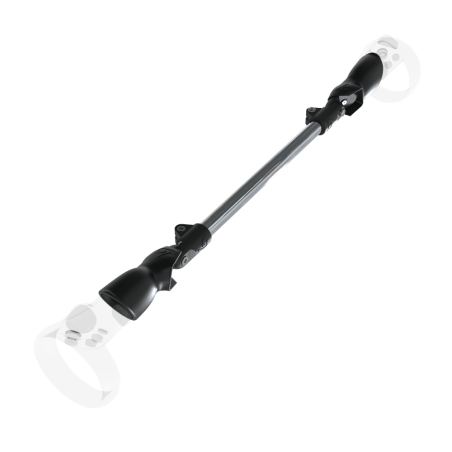 Left view of ProSaber lightsaber and paddle for Meta Quest 1 and Rift S with Chrome Armature and Black Carbon cups