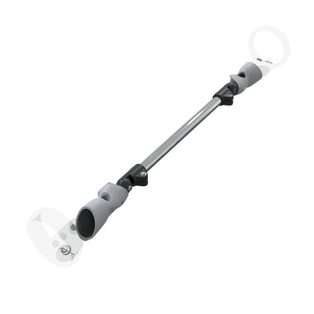 Right view of ProSaber lightsaber and paddle for Meta Quest 1 and Rift S with Chrome Armature and Grey PLA cups