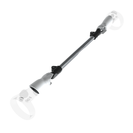 Left view of ProSaber lightsaber and paddle for Meta Quest 1 and Rift S with Chrome Armature and White PLA cups