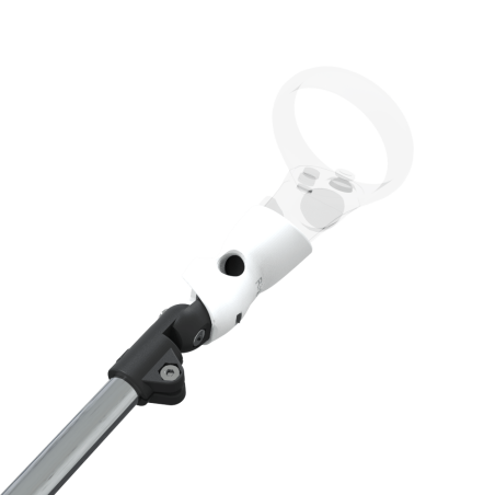 Zoom view of ProSaber lightsaber and paddle for Meta Quest 1 and Rift S with Chrome Armature and White PLA cups