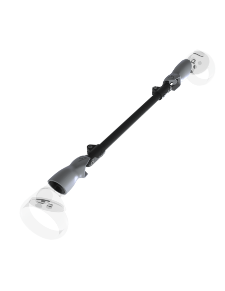 Left view of ProSaber lightsaber and paddle for Meta Quest 2 with Black Carbon Armature and Grey PLA cups