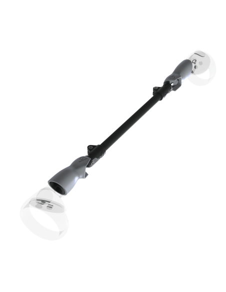 Left view of ProSaber lightsaber and paddle for Meta Quest 2 with Black Carbon Armature and Grey PLA cups