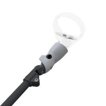 Zoom view of ProSaber lightsaber and paddle for Meta Quest 2 with Black Carbon Armature and Grey PLA cups
