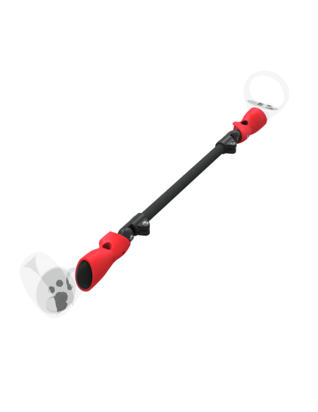 Right view of ProSaber lightsaber and paddle for Meta Quest 2 with Black Carbon Armature and Red PLA cups